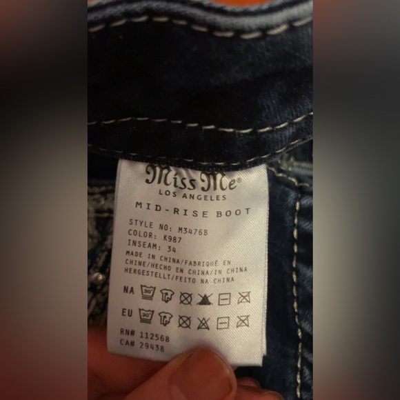 Miss Me Western Style Mid Rise Boot Cut Womens Jeans Size 32 Length 34 - Picture 3 of 9